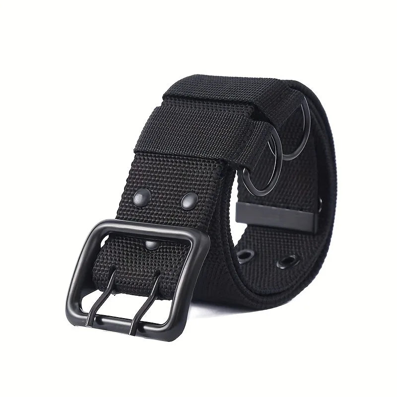 Ceinture Tactique Coton Double Trous – Homme, Outdoor, 110 à 140 cm