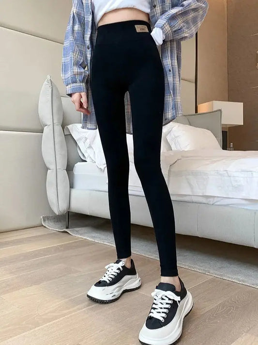 Legging Femme Taille Haute Gris Coton – Confort Slim Fit Grande Taille Automne et Toutes Saisons - BLACKBEARD OUTDOOR INDUSTRIES