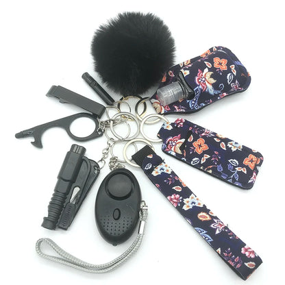 Kit porte-clés de sécurité femme 10 pièces avec dragonne