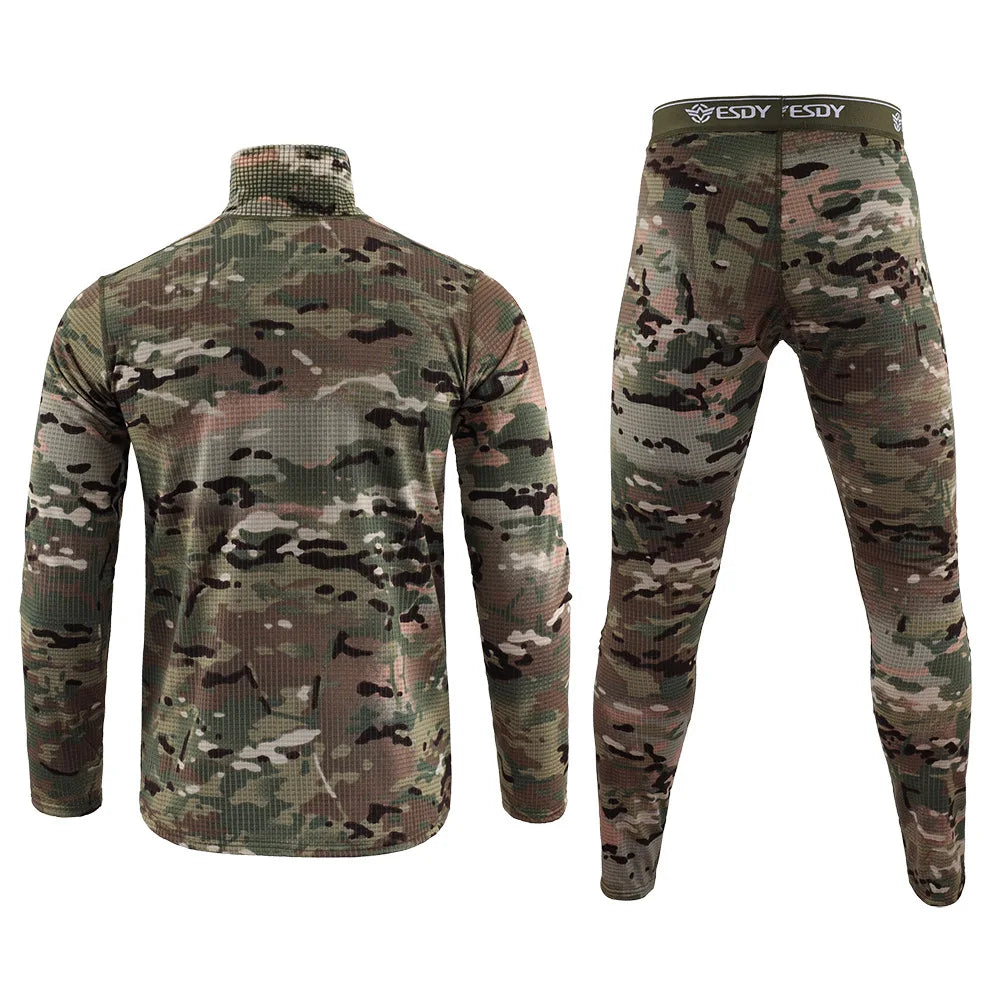 Ensemble Sous-Vêtement Thermique Homme – Polaire Compressif Séchage Rapide Style Militaire