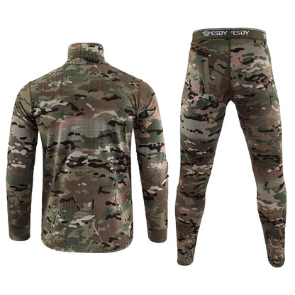 Ensemble Sous-Vêtement Thermique Homme – Polaire Compressif Séchage Rapide Style Militaire