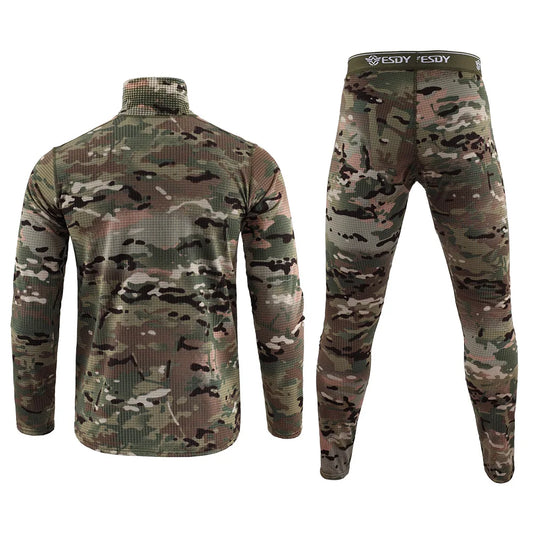 Ensemble Sous-Vêtement Thermique Homme – Polaire Compressif Séchage Rapide Style Militaire