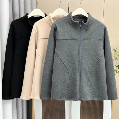 Veste Polaire Femme Grande Taille 1XL-4XL – Zip Intégral, Col Montant, Coupe 3D, Automne Hiver