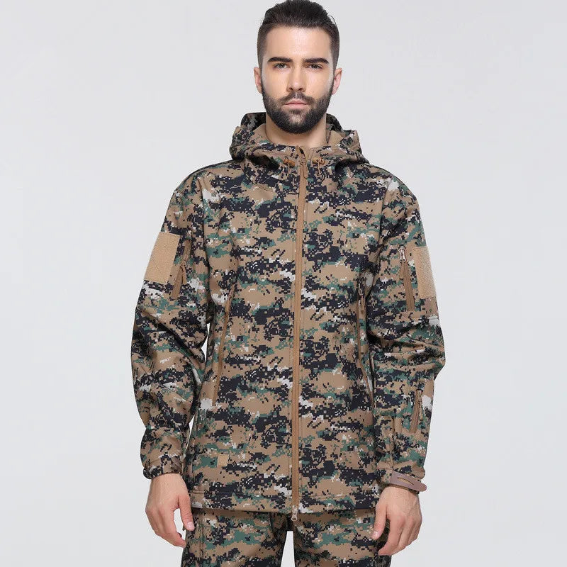 Veste tactique softshell femme à capuche, doublée polaire, camouflage ou unie