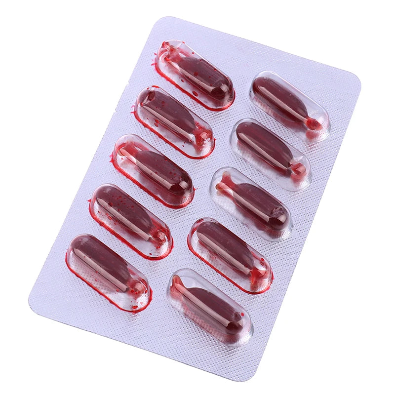 Capsules Faux Sang x10 – Halloween, Cosplay & Simulation Médicale | Comestibles