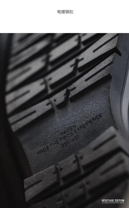 Maden Men's Handmade Cowboy Boots Black Motorcycle Boot British Split Leather TPR Sole Work Safety Boot Mid Outside Shoes BLACKBEARD OUTDOOR INDUSTRIES