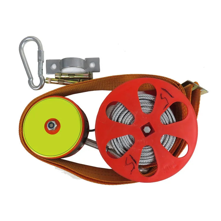 Dispositif de Descente Va-et-Vient Incendie Hauteur – Corde Acier 30 m, Évacuation Multi-Personnes