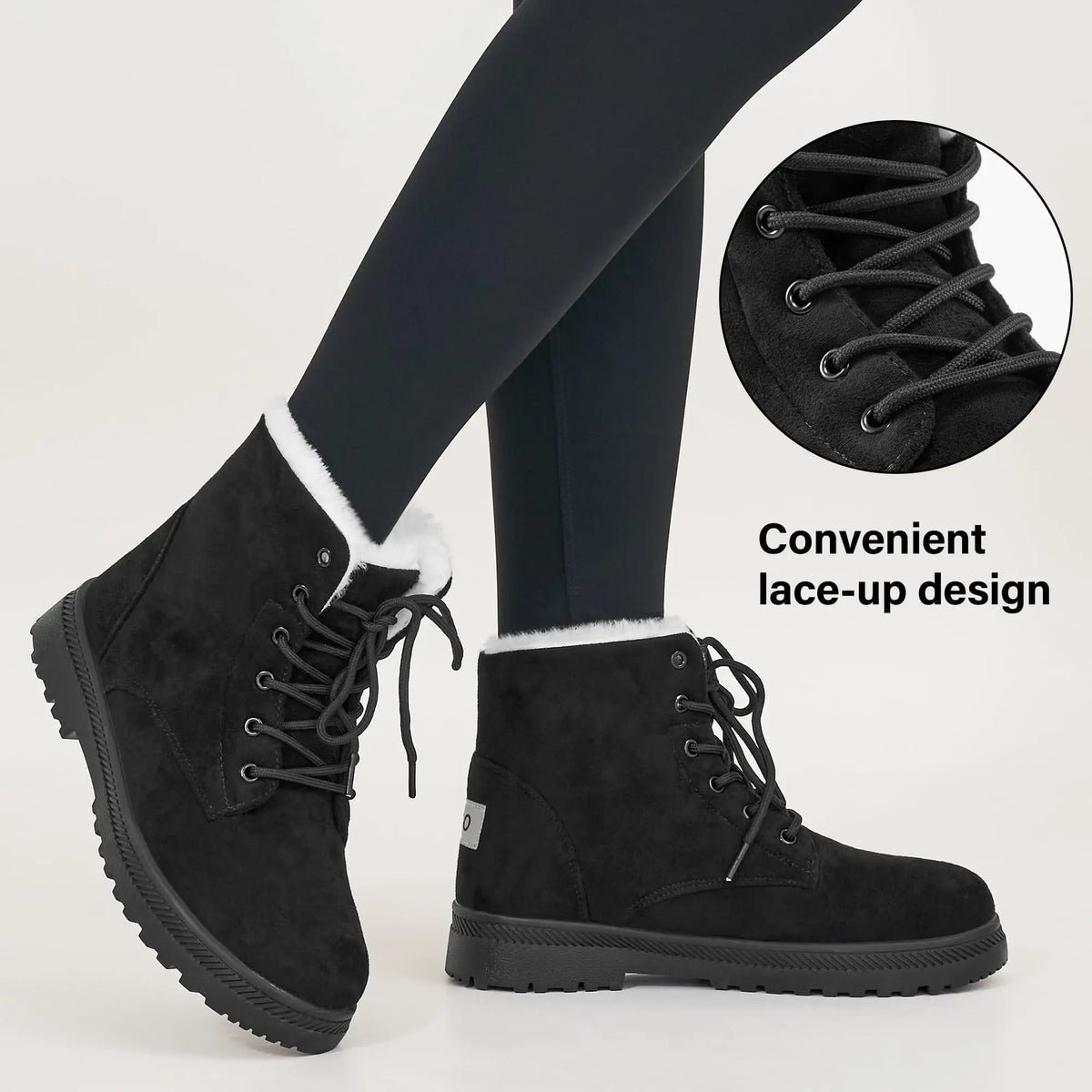 Bottines d’hiver fourrées femme à lacets