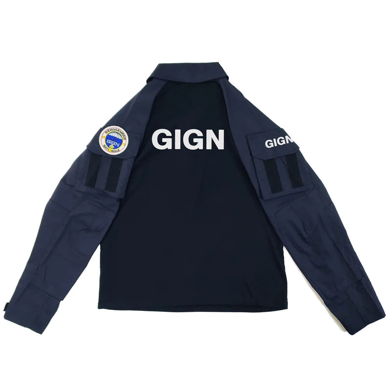 Chemise de Combat Style GIGN – Forces Spéciales Françaises, Bleu Marine, XS à XXXL