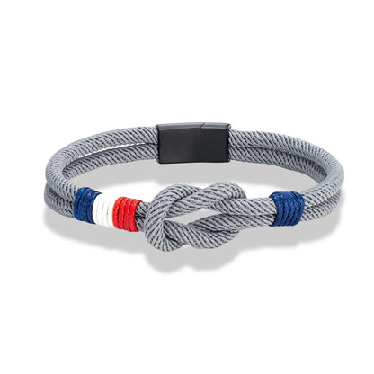Bracelet Tressé Square Knot en Acier Inoxydable - France Flag Couple Jewelry BLACKBEARD OUTDOOR INDUSTRIES
