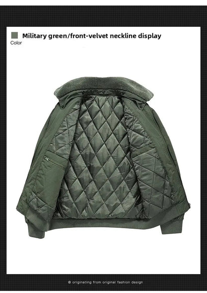 Men's Casual Thickened Cotton Jacket Removable Fur Collar Autumn Winter Warm Stand Collar Looseness Style Chinese Origin BLACKBEARD OUTDOOR INDUSTRIES