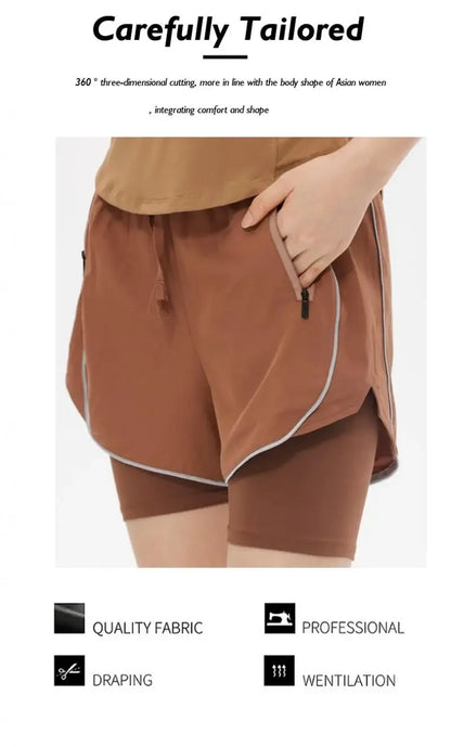 Shorts de Sport Femme 2-en-1 Taille Haute - Séchage rapide • Poche zippée • Confort anti-exposition - BLACKBEARD OUTDOOR INDUSTRIES