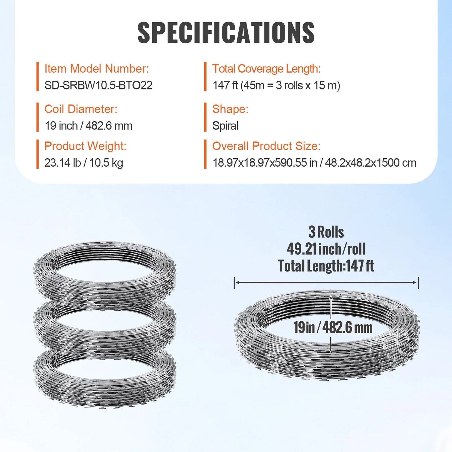 VEVOR Razor Wire – Rouleaux de Fil Barbelé Lames Doubles Spirales Galvanisé pour Clôture et Sécurité Extérieure - BLACKBEARD OUTDOOR INDUSTRIES