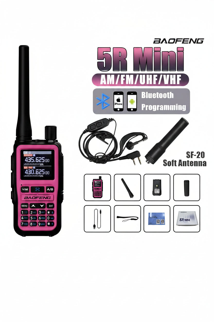 Talkie-Walkie Rose Baofeng U5R Mini – Bluetooth, 999 Canaux, USB-C, IP45
