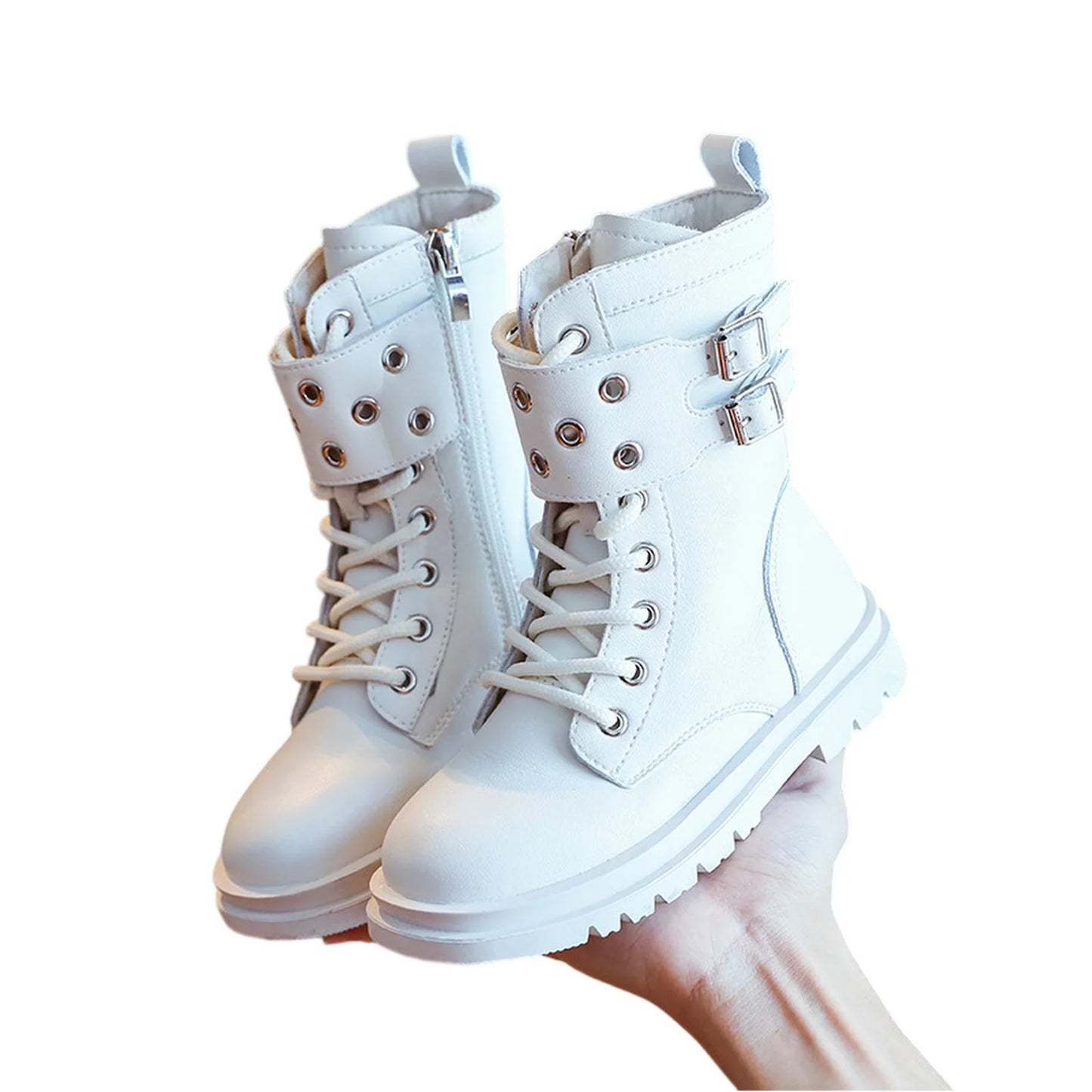 Bottines Enfant Cuir Style Britannique – Zip Latéral Antidérapantes Unisexe EU 21-37