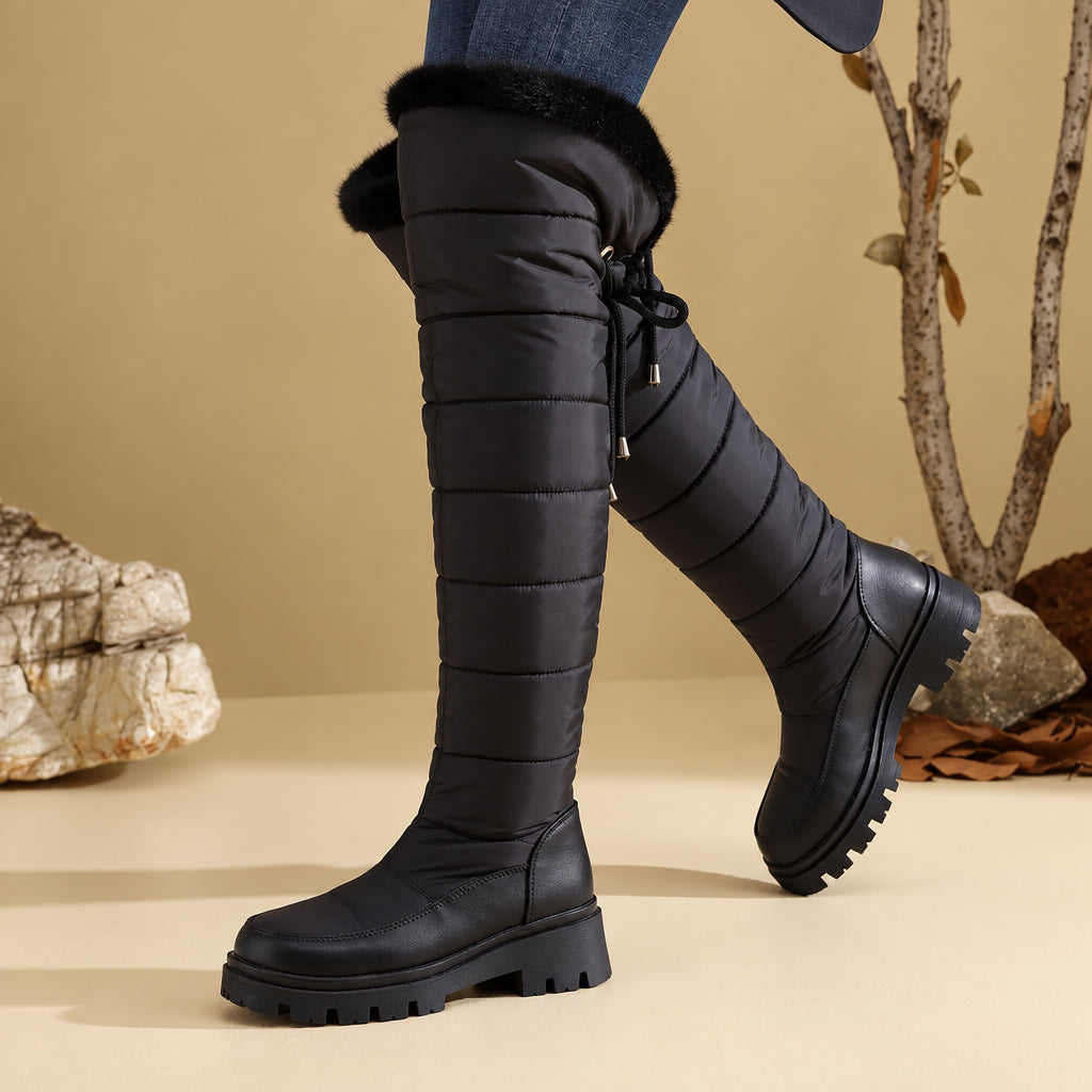 Cuissardes d’hiver femme à lacets, doublure fourrure