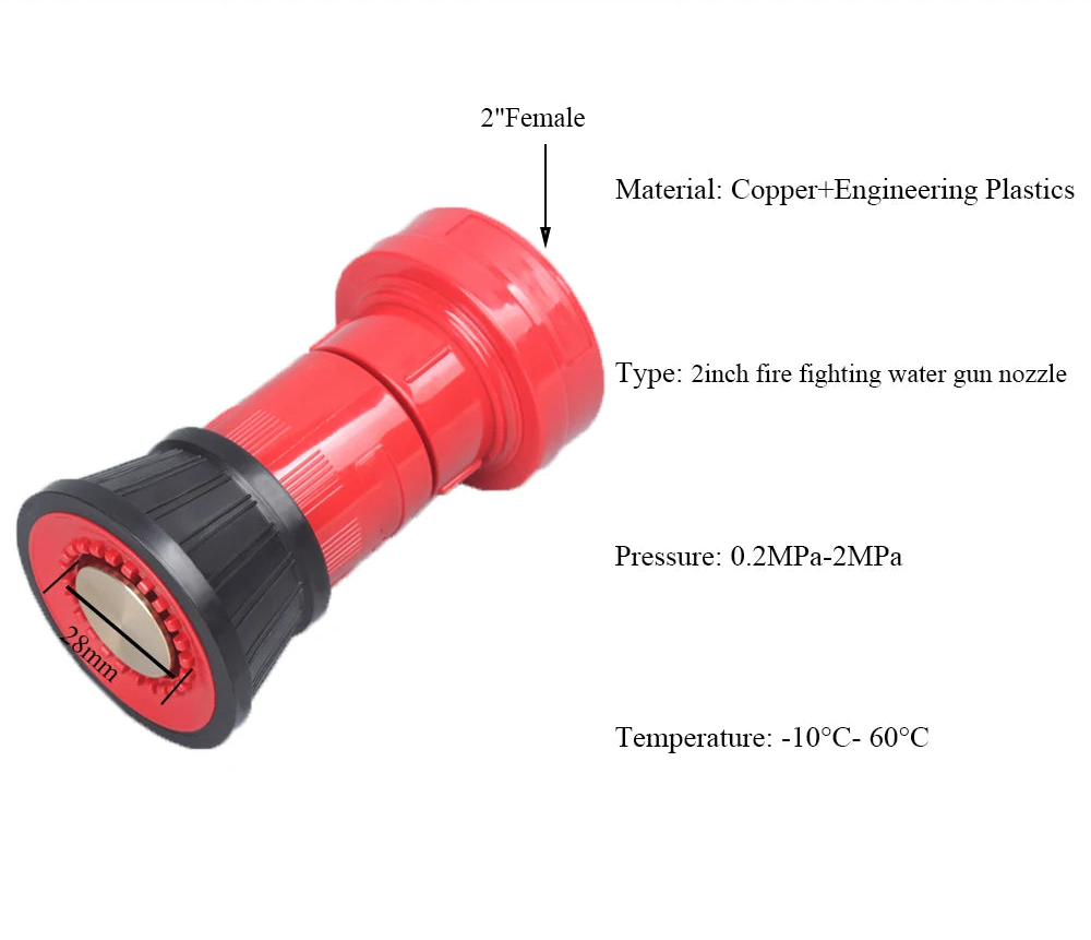 Lance d’Incendie Tête de RIA Haute Pression – Jet Plein / Brouillard, 1", 1,5" ou 2", Rouge