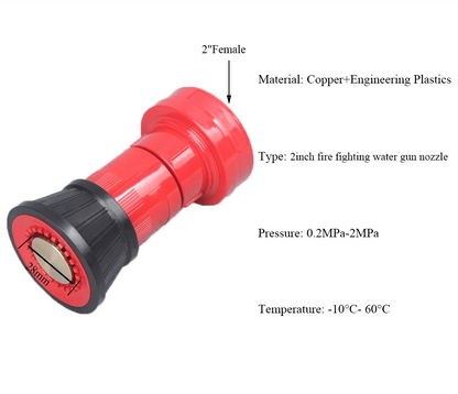 Lance d’Incendie Tête de RIA Haute Pression – Jet Plein / Brouillard, 1", 1,5" ou 2", Rouge