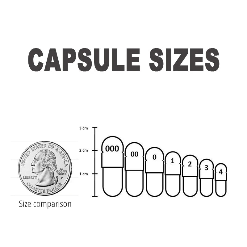 1000PCS Capsules Végétales Vides Taille 000, 1#, 4# – HPMC, Végan, Halal & Casher Certifiées Ma boutique