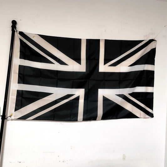 Drapeau Union Jack UK Noir et Blanc en Polyester - 90x150 cm - Décoration Extérieure et Intérieure BLACKBEARD OUTDOOR INDUSTRIES