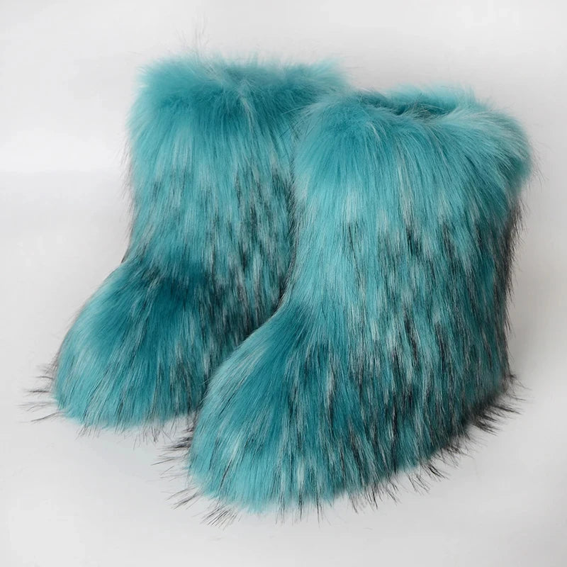 Bottes d’hiver femme fourrées en fausse fourrure
