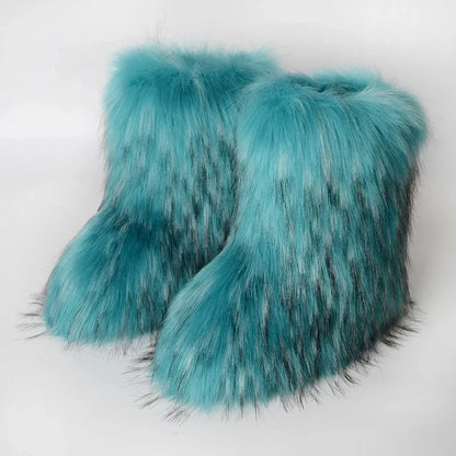 Bottes d’hiver femme fourrées en fausse fourrure