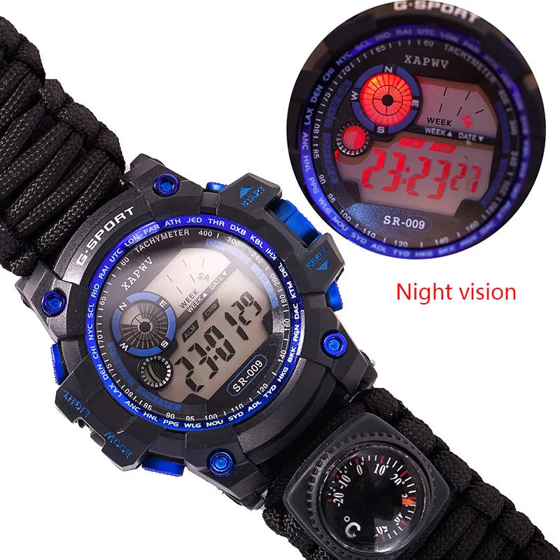 Montre de Survie Outdoor Multifonction 7-en-1 – Étanche 50m – Paracord, Boussole, Thermomètre et  Sifflet - BLACKBEARD OUTDOOR INDUSTRIES