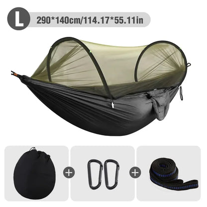 Hamac 3-en-1 Anti-Moustiques Nylon 210T – Ouverture Automatique, Camping Outdoor