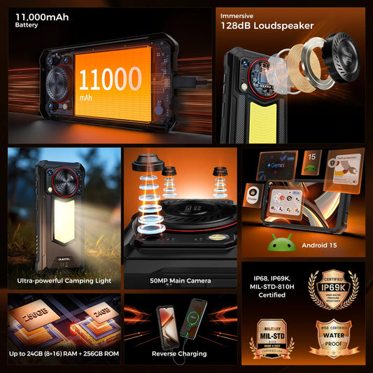 【NEW】OUKITEL WP53 PRO Rugged Phone, 24GB+256GB 11000mAh Android 15 6.52" NFC 50MP Cell Phone BLACKBEARD OUTDOOR INDUSTRIES