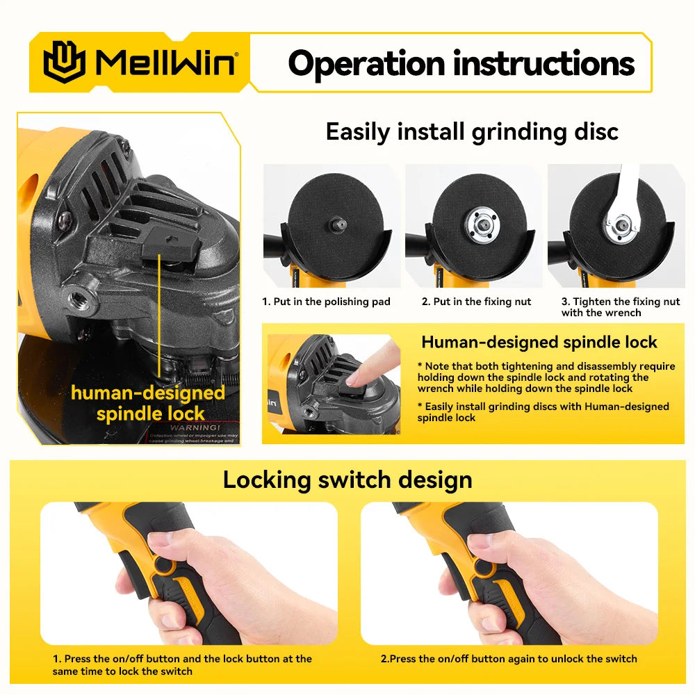 Meuleuse Angulaire Sans Fil MELLWIN 125mm M14 BLACKBEARD OUTDOOR INDUSTRIES