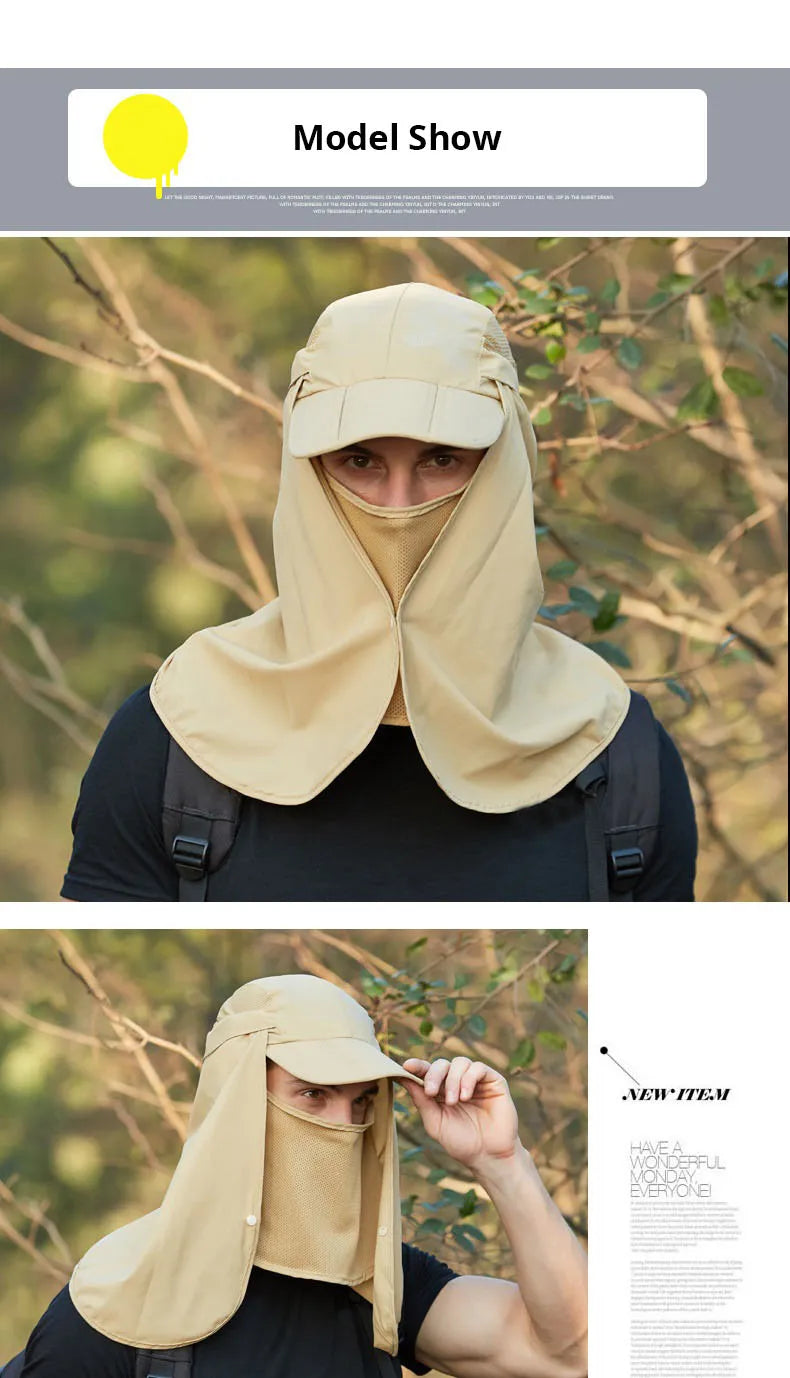 Chapeau de Protection UV d'Été – Casquette Anti-UV avec Protection du Cou et du Visage, Pliable, Séchage Rapide, Imperméable, Idéale pour Randonnée, Pêche et Activités Outdoor - BLACKBEARD OUTDOOR INDUSTRIES