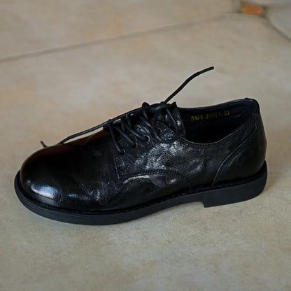 Oxford Femme Cuir Véritable – Lacets Bout Rond Style Britannique