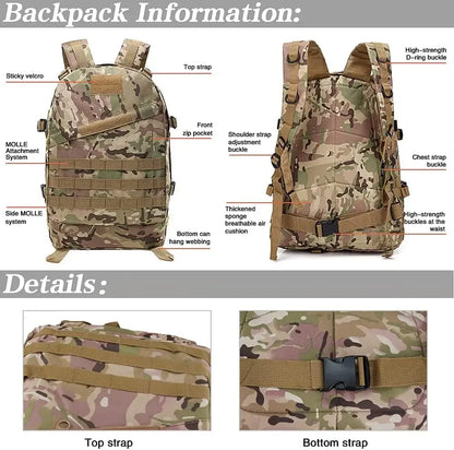 Sac à dos tactique MOLLE pour randonnée et outdoor