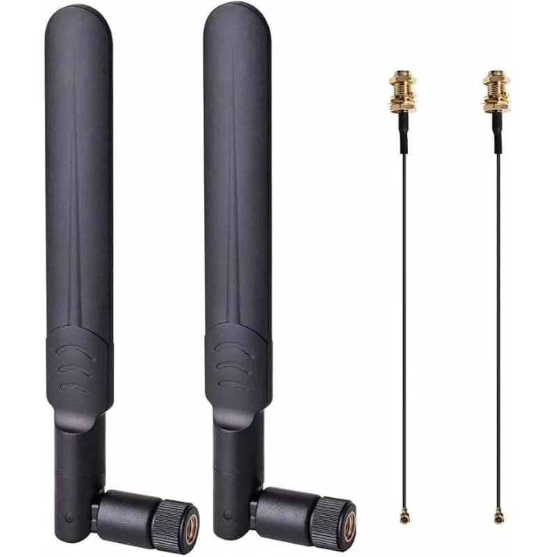 Antenne WiFi 2 x 8dBi Dual Band 2.4GHz 5.8GHz avec 2 x 15CM Câble Pigtail I-P-E-X-1 à RP-SMA Femelle pour Routeur Sans Fil - BLACKBEARD OUTDOOR INDUSTRIES