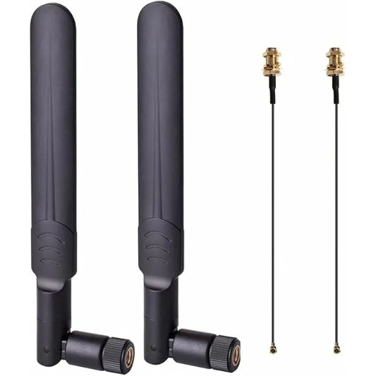 Antenne WiFi 2 x 8dBi Dual Band 2.4GHz 5.8GHz avec 2 x 15CM Câble Pigtail I-P-E-X-1 à RP-SMA Femelle pour Routeur Sans Fil - BLACKBEARD OUTDOOR INDUSTRIES