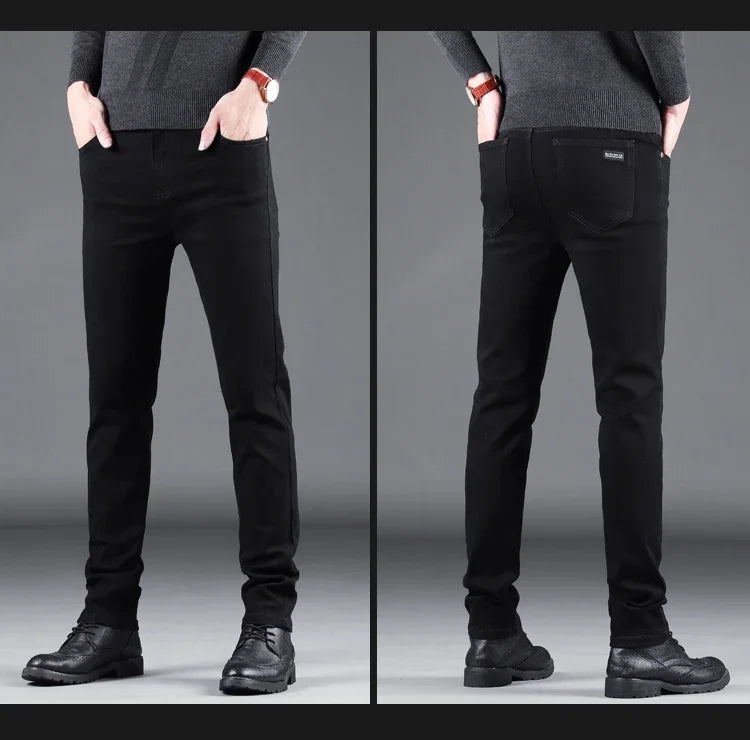 Jeans Slim Pure Black pour Homme - Élasticité, Coupe Droite, Mode Décontractée BLACKBEARD OUTDOOR INDUSTRIES