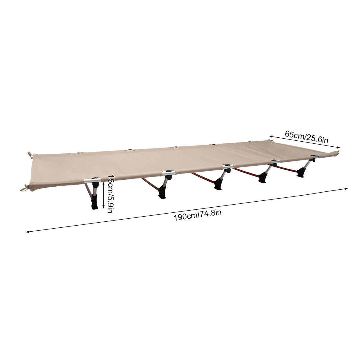 Lit de Camp Pliant Ultra-Léger 150kg – Aluminium 7075 & 6061, Oxford 600D, 190x65cm | Camping, Randonnée, Trekking | Khaki & Vert