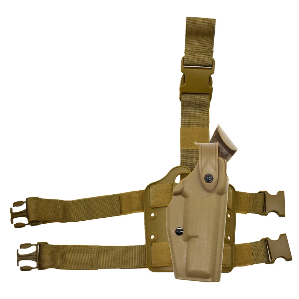 Holster Cuisse Tactique Drop Leg Glock 17/19/22/23/31/32 – Polymère, Compatible Lampe & Laser, Droitier | Noir, Vert, Tan - BLACKBEARD OUTDOOR INDUSTRIES
