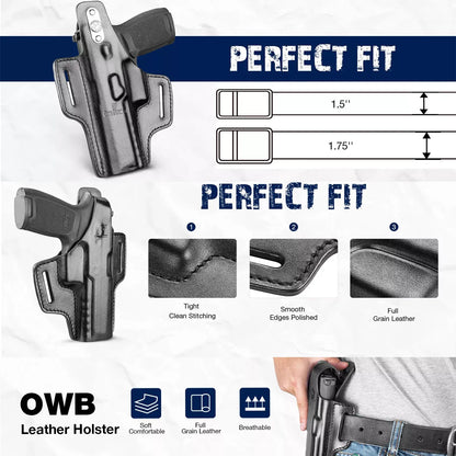 Holster Cuir Pleine Fleur OWB Sig Sauer P320 M18 Compact – Thumb Break | Main Droite | Ceinture 38-44mm - BLACKBEARD OUTDOOR INDUSTRIES
