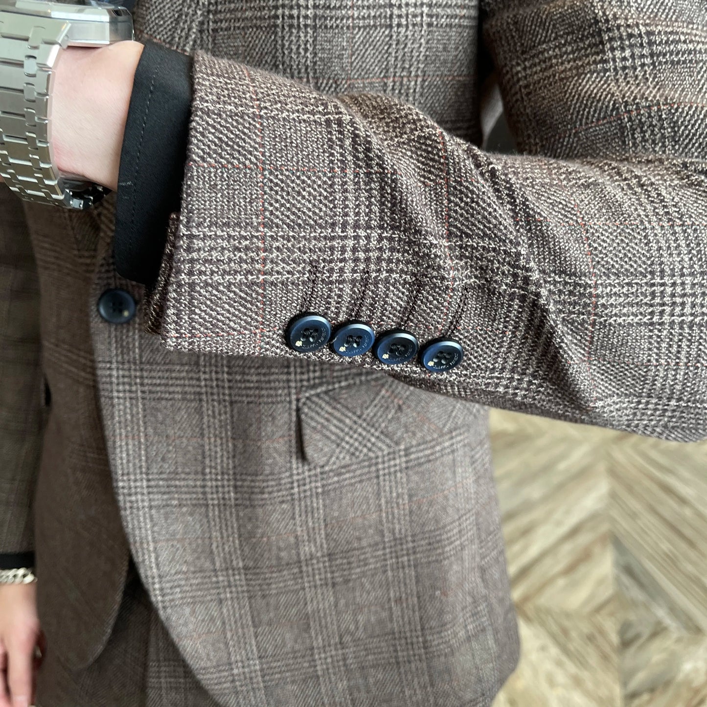 Costume 3 Pièces Homme Style Britannique Coréen Haut de Gamme à Carreaux Modifiés - Costume Élégant Business Casual avec Gilet et Pantalon BLACKBEARD OUTDOOR INDUSTRIES