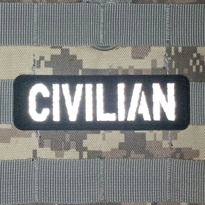 Patch Brodé Réfléchissant CIVILIAN – Écusson Tactique Militaire Velcro | Brassard & Sac à Dos