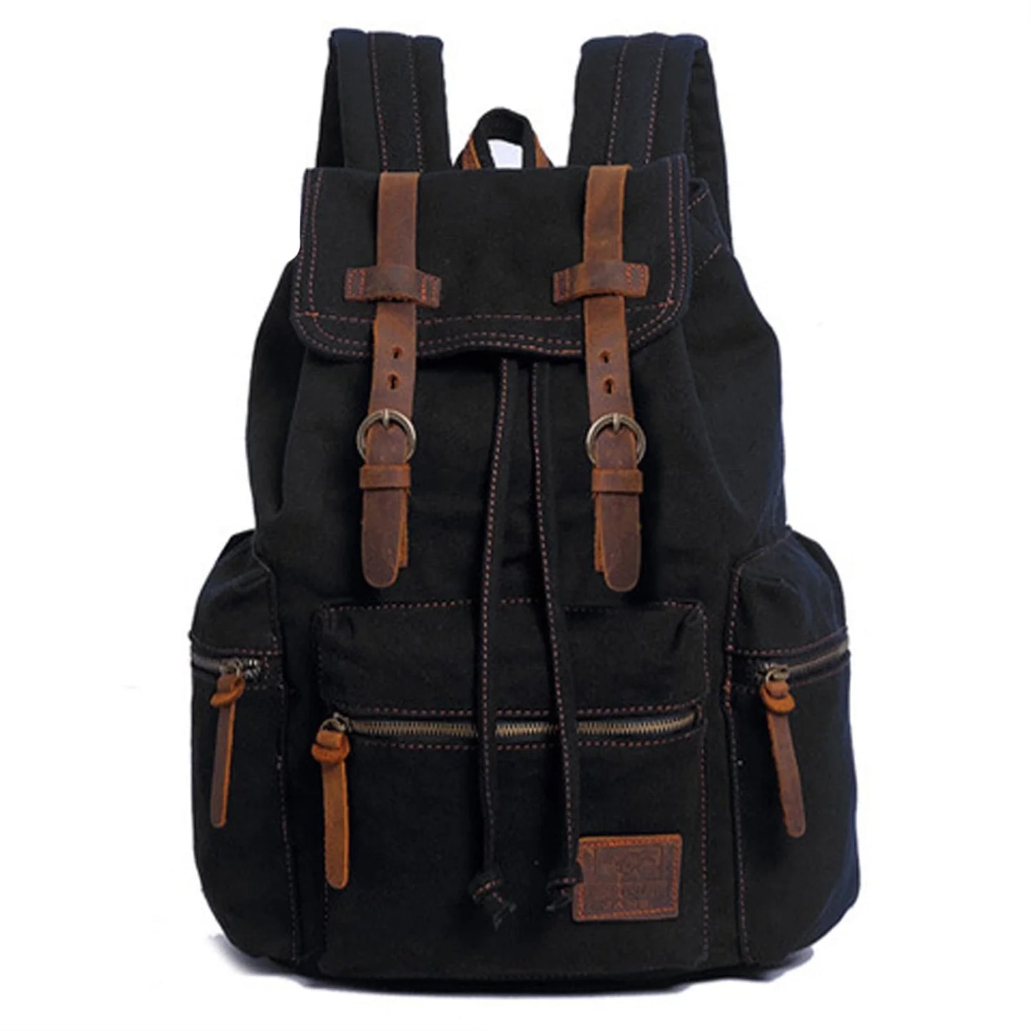 Sac à Dos Toile & Cuir Véritable Homme – Style Rétro Vintage, Compatible Laptop 14"