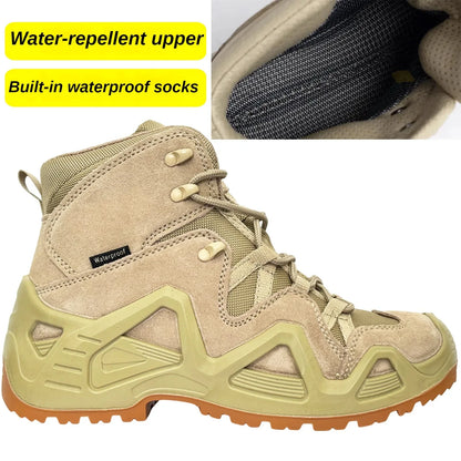 Chaussures Tactiques Mi-Hautes Militaires Désert – Cuir Suède, Randonnée & Outdoor, 39-46