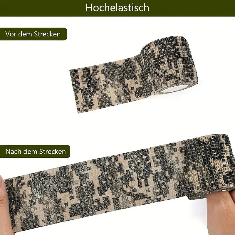 Lot de 6 Rouleaux de Bandes de Kinésiologie Camouflage – Bande Élastique de Soutien pour Coude et Genou - BLACKBEARD OUTDOOR INDUSTRIES