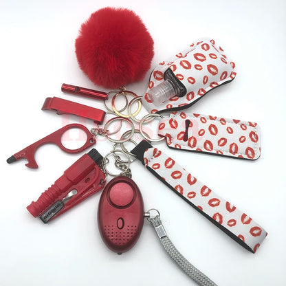 Kit porte-clés de sécurité femme 10 pièces avec dragonne