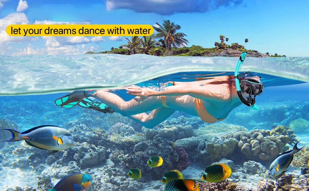 JoyMaySun Set Masque, Palmes et Tuba Adulte – Kit de Plongée Complet avec Sac de Transport - BLACKBEARD OUTDOOR INDUSTRIES