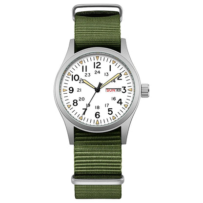 Montre de terrain K7105 – 38 mm, bracelet nylon et aiguilles lumineuses