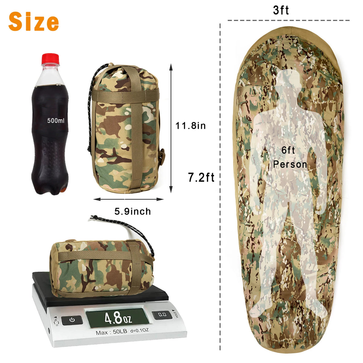 Housse de bivouac en nylon 220 × 90 cm – Sur-sac de couchage
