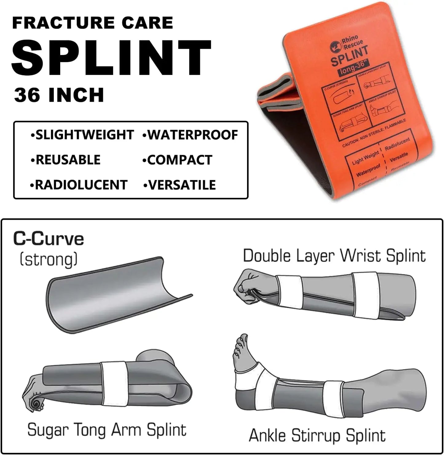 Attelle de Secours RHINO Rescue – Combat Splint Aluminium | Fractures & Immobilisation