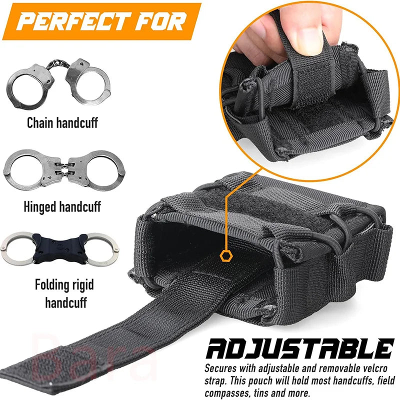 Pochette Tactique pour Menottes Ouvertes avec Clip et Sangle – Étui de Ceinture pour Menottes Asp, Menottes à Charnière, Menottes à Chaîne et Menottes Rigides Pliantes - BLACKBEARD OUTDOOR INDUSTRIES